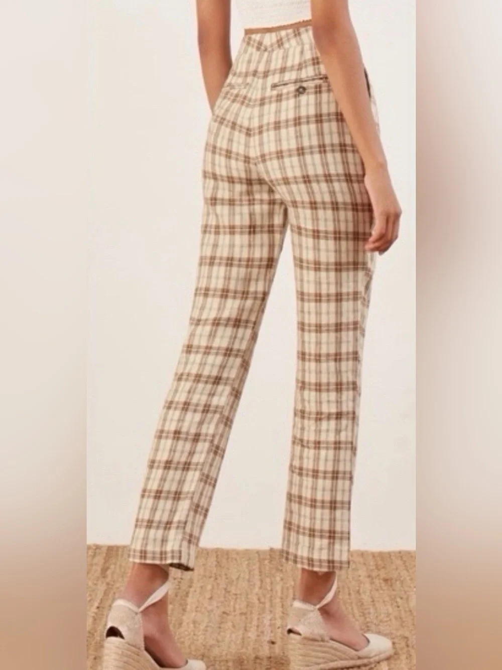 Reformation Verano Linen Check Plaid Pants 2 Fall Academia Autumn Preppy